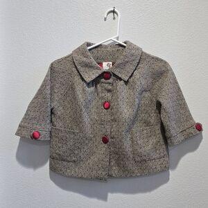Cherish Kids brown tweed like Blazer with red Buttons. kids small
